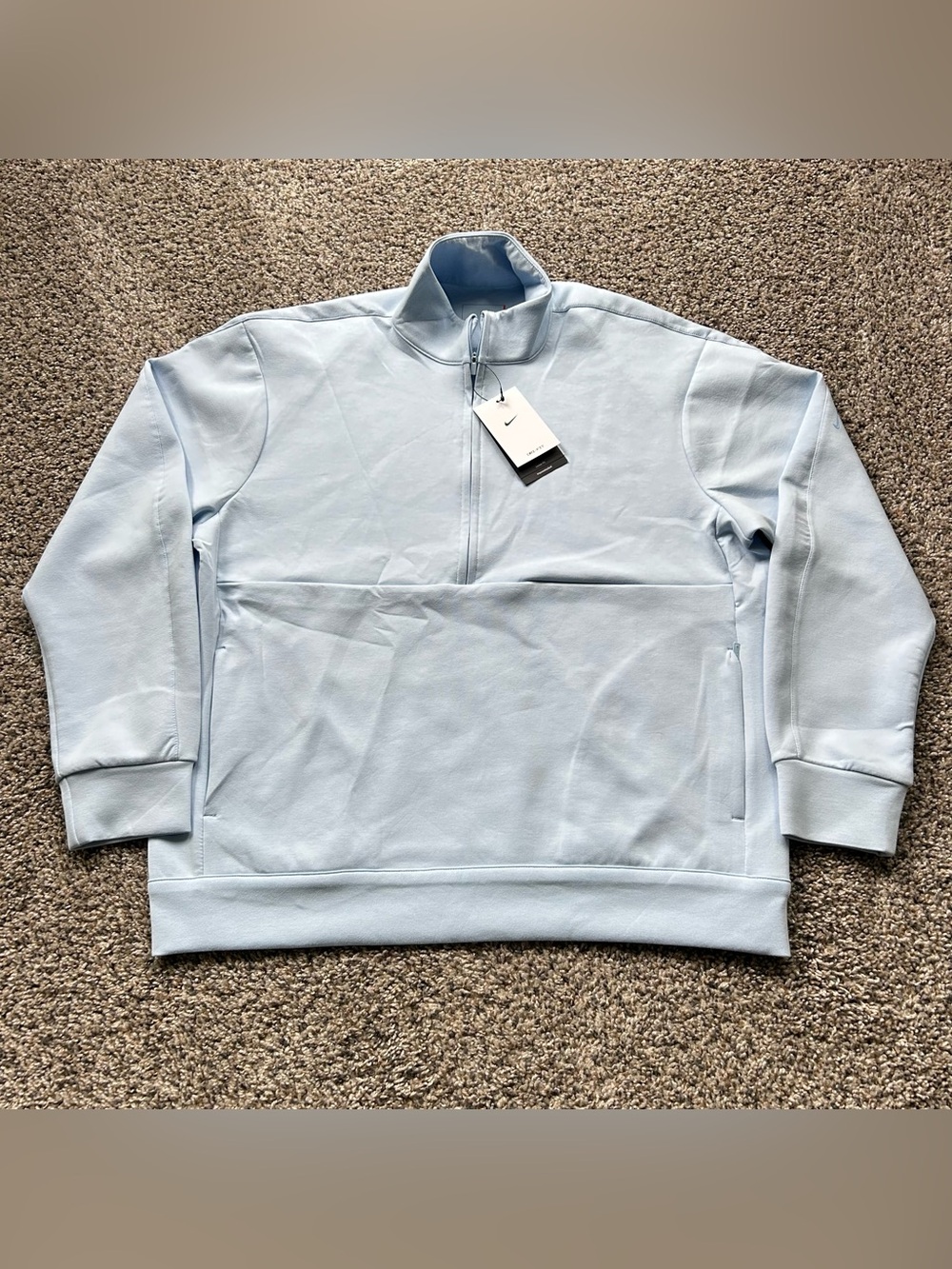 Nike 24.7 ImpossiblySoft Dri-FIT 1/2 Zip Top Light Blue Mens Small HQ6953-441